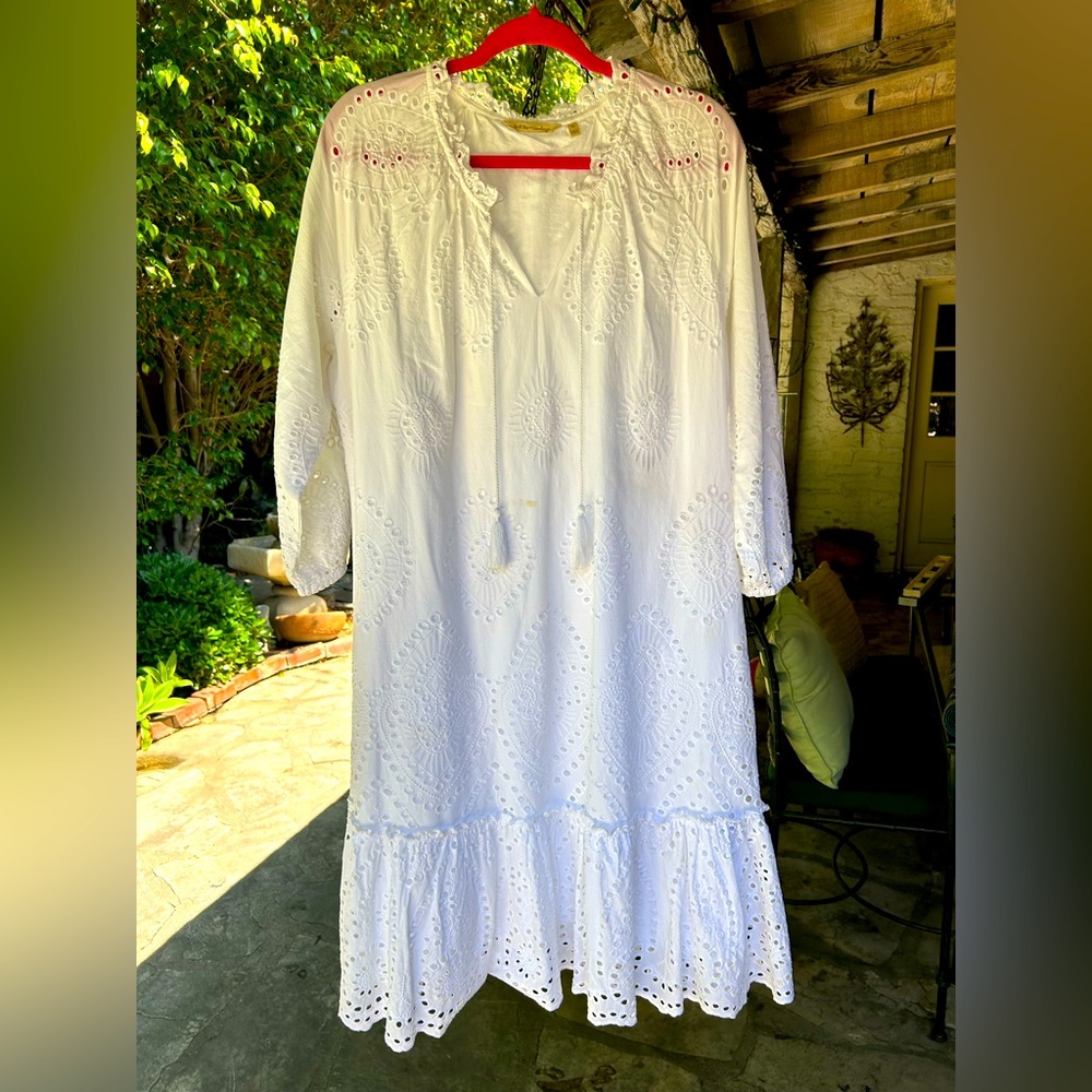 Soft Surroundings White Eyelet Midi Dress. Tunic/sheath style. XL